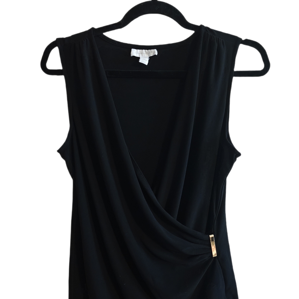 Charter Club Black Drape Tank Top